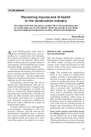 Preventing injuries and ill-health in the construction industry
