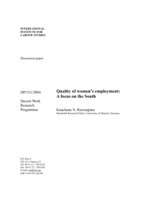 Quality of women's employment: a focus on the South