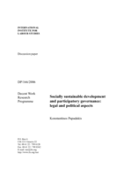 Socially sustainable development and participatory governance: legal and political aspects