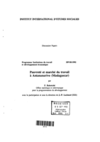 Pauvrete et marche du travail a antananarivo (Madagascar)
