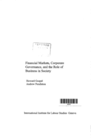 Financial markets, corporate governance, and the role of business in society