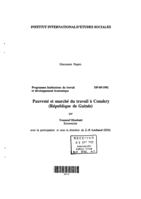 Pauvrete et marche du travail a conakry (republique de Guinée)