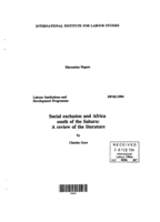 Social exclusion and Africa South of the Sahara: a review of the literature