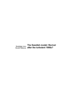 The Swedish model: revival after the turbulent 1990s?