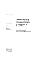 Towards global social movement unionism?: trade union responses to globalization in South Africa
