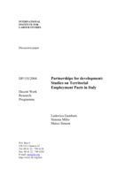 Partnership for development: studies on Territorial Employment Pacts in Italy