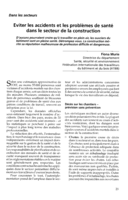 Eviter les accidents et les problèmes de santé dans le secteur de la construction