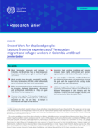 Decent work for displaced people: lessons from the experiences of Venezuelan Migrant and Refugee workers in Colombia and Brazil