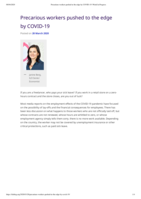 Precarious workers pushed to the edge by COVID-19