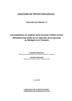 Les prestations en espèces dans les pays à faible revenu: simulation des effets sur la réduction de la pauvreté au Sénégal et en Tanzanie