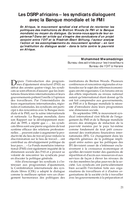 Les DSRP africains: les syndicats dialoguent avec la Banque mondiale et le FMI
