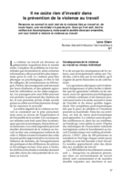 Il ne coûte rien d'investir dans la prévention de la violence au travail