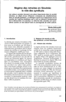 Régime des retraites en Slovénie: le rôle des syndicats