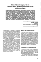 Sécurité sociale pour tous: investir dans le développement social et économique