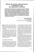 Réforme du système public de pension en Roumanie et rôle des organisations syndicales