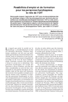 Possibilités d'emploi et de formation pour les personnes handicapées: le rôle de l'OIT