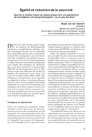 Egalité et réduction de la pauvreté