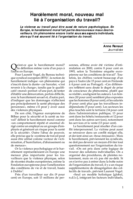 Harcèlement moral: nouveau mal lié à l'organisation du travail?