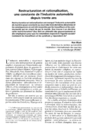 Restructuration et rationalisation, une constante de l'industrie automobile depuis trente ans