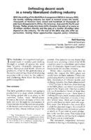 Defending decent work in a newly liberalized clothing industry