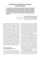 L'intégration régionale en Afrique: mode d'emploi