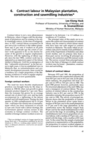 Contract labour in Malaysian plantation, construction and sawmilling industries
