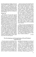 The developing and strengthening of rural workers' organisations