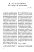 Le travail en sous-traitance dans l'industrie de la construction