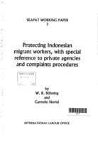 Protecting Indonesian migrant workers, with special reference to private agencies and complaints procedures