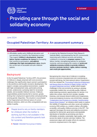 Providing care through the social and solidarity economy: an assessment summary Occupied Palestinian Territory