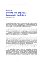 Delving into the past: looking to the future : editorial