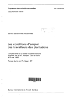 Conditions d'emploi des travailleurs des plantations: compte rendu d'un atelier tripartite national organise par le BIT, abidjan, 4-7 mai 1993