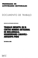 Trabajo infantil en el centro minero artesanal de Mollehuaca-Huanuhuanu-Caravelí-Arequipa-Perú