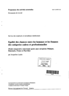 Egalite des chances entre les hommes et les femmes des categories cadres et professionnelles: (etude comparative concernant quatre pays europeens : Belgique, Danemark, France et Pays-Bas)