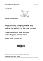 Productivity, employment and industrial relations in coal mines: three case studies from Australia, United Kingdom, United States
