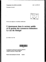 Ajustement dans le secteur public et la gestion des ressources humaines: le cas du Senegal