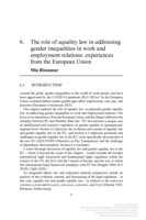 The role of equality law in addressing gender inequalities in work and employment relations: experiences from the European Union