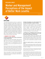 Worker and management perceptions of the impact of Better Work Lesotho