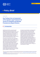 Key findings from an assessment of the Ugandan legal framework for access to complaints and remedy procedures by migrant workers