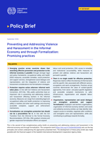Preventing and addressing violence and harassment in the informal economy and through formalization: promising practices